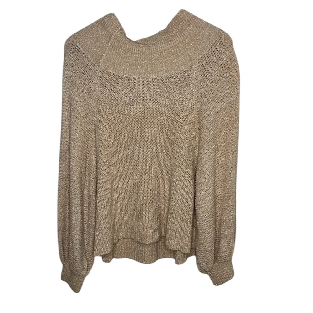 NWT Free People Ivory Knit Wide Neck Cropped Sweater Women Size M